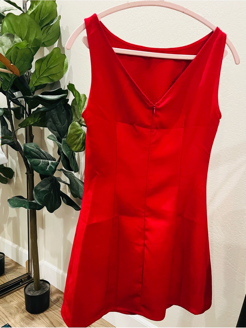 Cider Red V-Neck Sleeveless Mini Dress